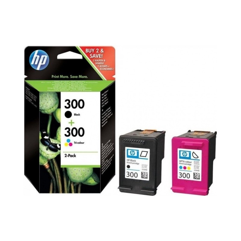 HP No.300 Kasėčių rinkinys / (CN637EE), juoda ir trispalvė kasetė