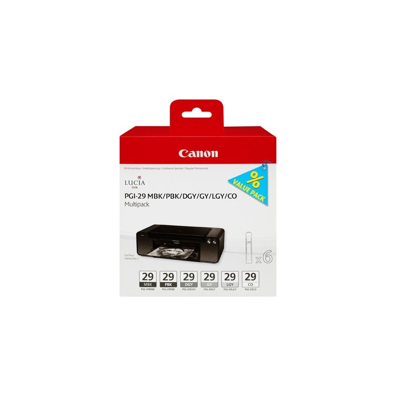 Canon PGI29 (4868B018), MBK/PBK/DGY/GY/LGY/CO kasečių rinkinys