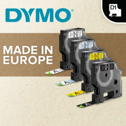 Dymo baltos etiketės ant permatomo