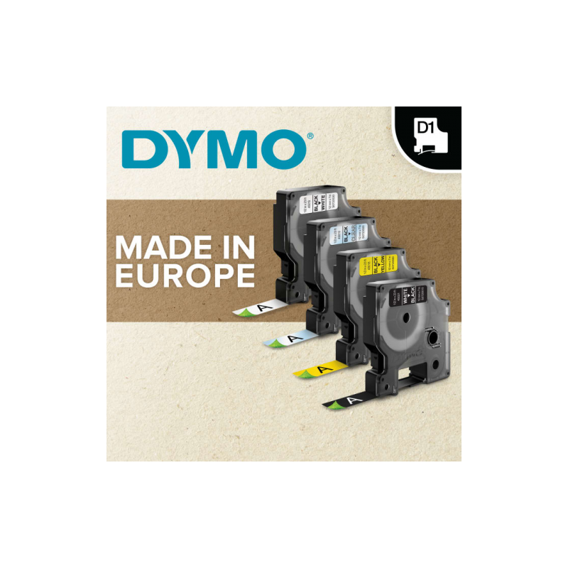 Dymo baltos etiketės ant permatomo