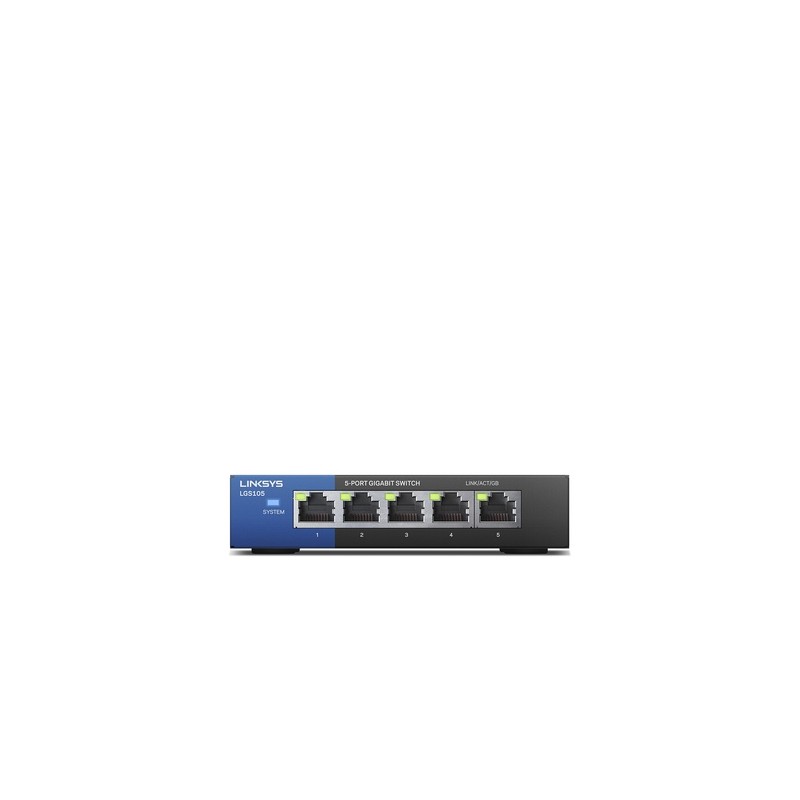 Tinklo šakotuvas Linksys Switch LGS105 Unmanaged, Desktop, 1 Gbps (RJ-45), 5 ports 5, external power