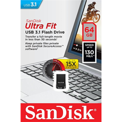 USB atmintinė SanDisk Ultra Fit USB flash drive 64 GB USB Type-A 3.2 Gen 1 (3.1 Gen 1), Juoda