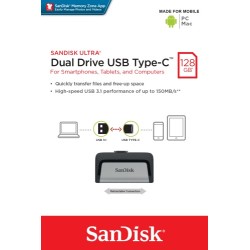 USB atmintinė SanDisk Ultra Dual USB flash drive 128 GB USB Type-A/USB Type-C 3.2 Gen 1 (3.1 Gen 1)