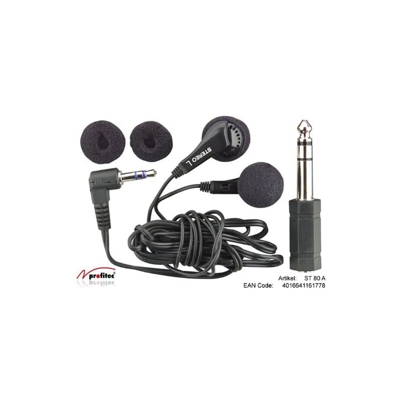 Laidinės ausinės Profitec St 80 A, Stereo, 3.5 mm stereo jack, 6.3 mm stereo adapteris