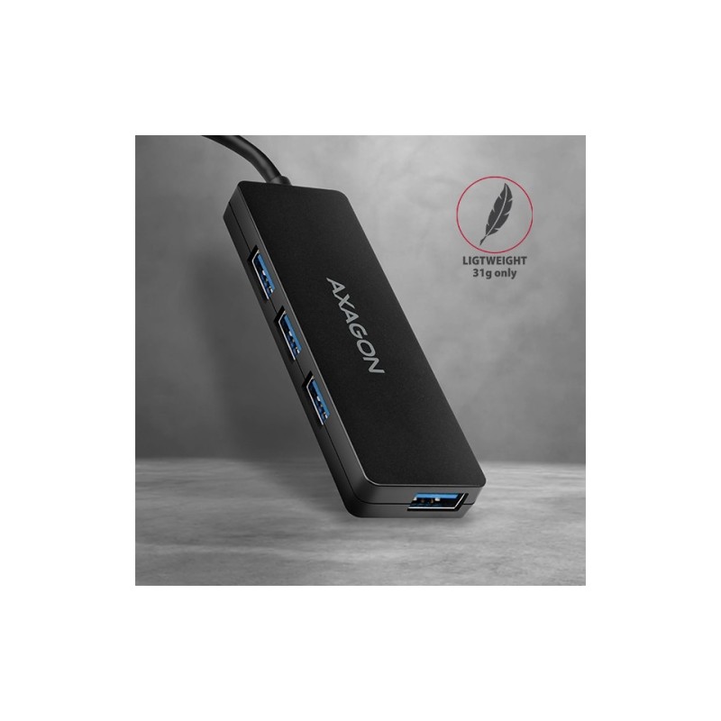 USB šakotuvas AXAGON HUE-G1C 4x USB3.2 Gen 1 SLIM hub w. 14cm USB Type-C cable