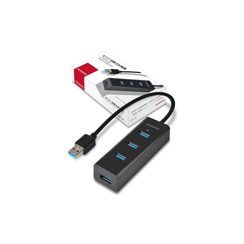 USB šakotuvas AXAGON HUE-S2B 4x USB3.0 Charging Hub, MicroUSB Charging Connector