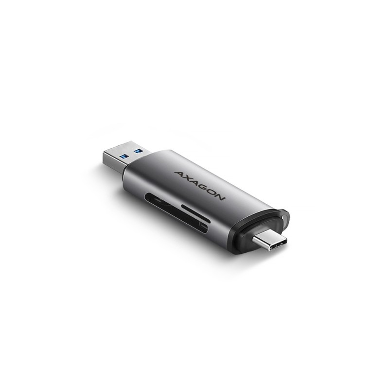 Kortelių skaitytuvas AXAGON CRE-SAC External USB 3.2 Gen1 Type-C+Type-A 2-slot SD/microSD