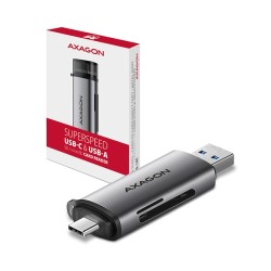 Kortelių skaitytuvas AXAGON CRE-SAC External USB 3.2 Gen1 Type-C+Type-A 2-slot SD/microSD