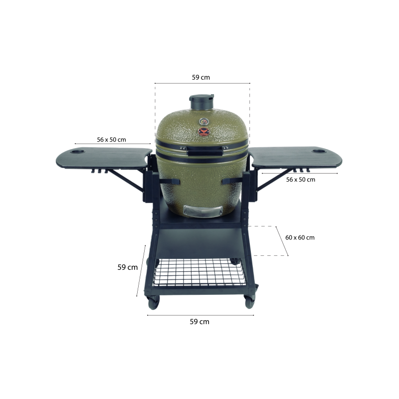 FireBird Kamado Kepsninė 59 cm (23,5 inch) su mobiliu kepimo krepšiu