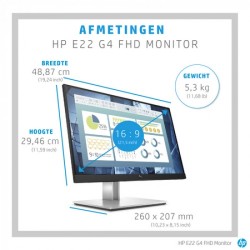 Monitorius HP E22 G4 - 21.5 inch FHD 1920 x 1080 pixels LED 5 ms Black Silver