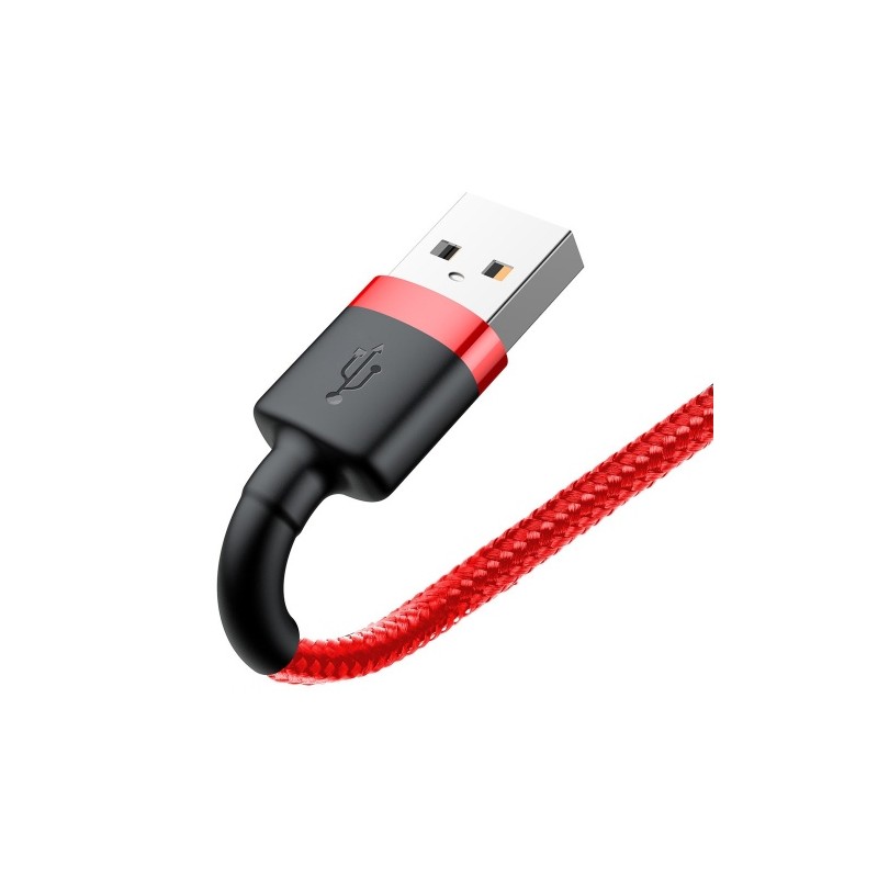 Kabelis Baseus USB2.0 A - IP lightning, 0.5 m, QC3.0 su nailoniniu šarvu Cafule raudonas/juodas
