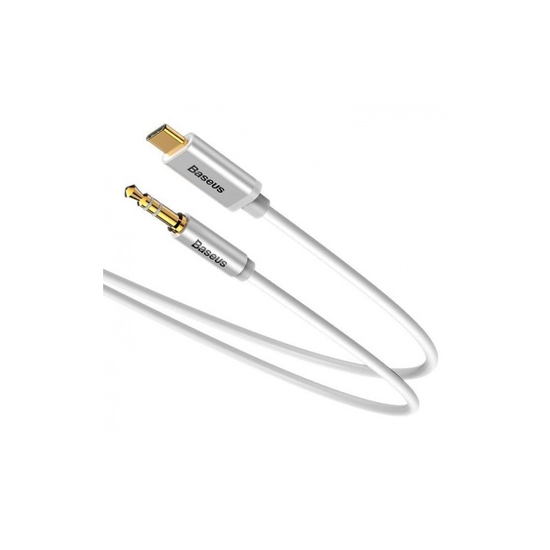 Kabelis/adapteris Baseus USB C kištukas, 3.5mm stereo kištukas, 1.2m baltas