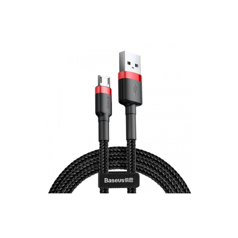 Kabelis Baseus USB2.0 A kištukas -  micro USB 1 m, QC3.0 su nailoniniu šarvu Cafule raudonas/juodas