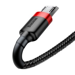 Kabelis Baseus USB2.0 A kištukas -  micro USB 1 m, QC3.0 su nailoniniu šarvu Cafule raudonas/juodas