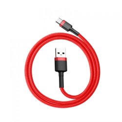 Kabelis Baseus USB2.0 A kištukas - USB C kištukas 0.5 m, QC3.0 su nailoniniu šarvu Cafule, raudonas
