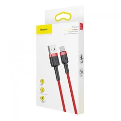 Kabelis Baseus USB2.0 A kištukas - USB C kištukas 0.5 m, QC3.0 su nailoniniu šarvu Cafule, raudonas