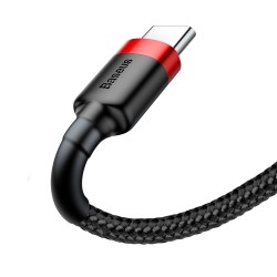 Kabelis Baseus USB2.0 A kištukas - USB C kištukas 1 m, QC3.0 su nailoniniu šarvu , raudonas/juodas