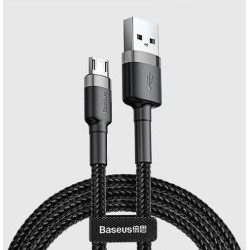 USB kabelis Baseus Cafule, microUSB, 1.0m, 2.4A, pilkas-juodas CAMKLF-BG1