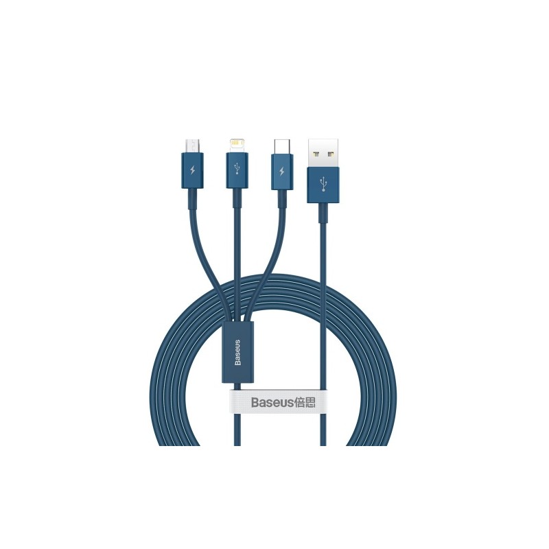 USB kabelis Baseus Superior iš USB į microUSB+Lightning+Type-C