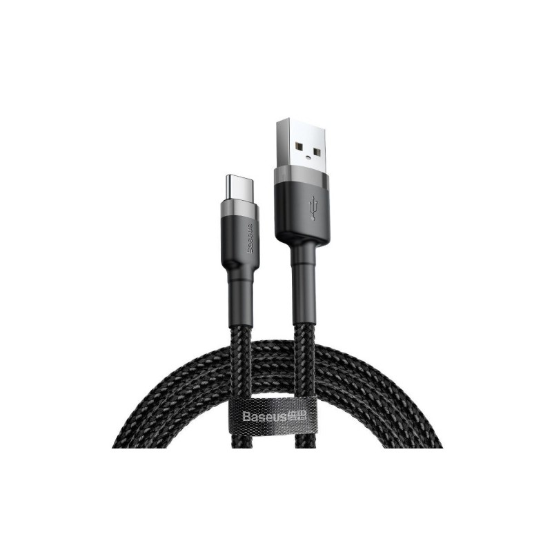 USB kabelis Baseus Cafule, Type-C, 1.0m, 3.0A, pilkas-juodas CATKLF-BG1