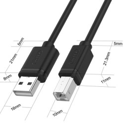 UNITEK Y-C420GBK USB kabelis, USB 2.0, USB A - USB B, 3 m, Juodas