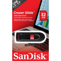 USB atmintinė SanDisk Cruzer Glide USB Flash Drive 32GB, Black, Red