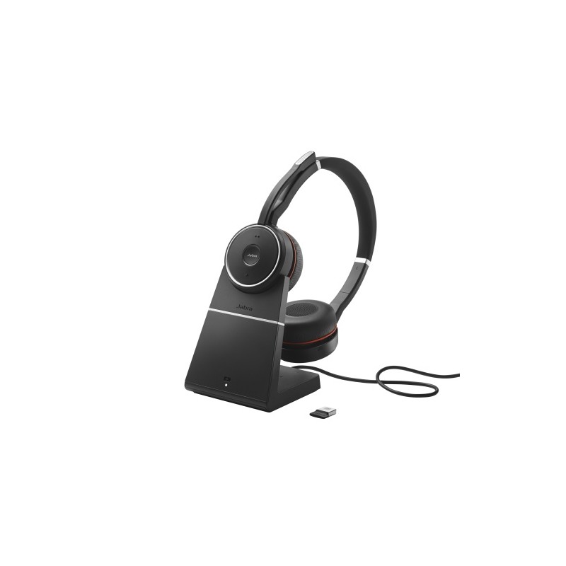 Belaidės ausinės su mikrofonu Jabra Evolve 75 SE MS Stereo, Bluetooth, With Charging Stand, USB-A