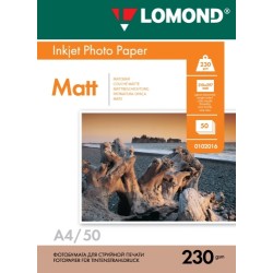 Fotopopierius Lomond Photo Inkjet Paper Matinis 230 g/m2 A4, 50 lapų