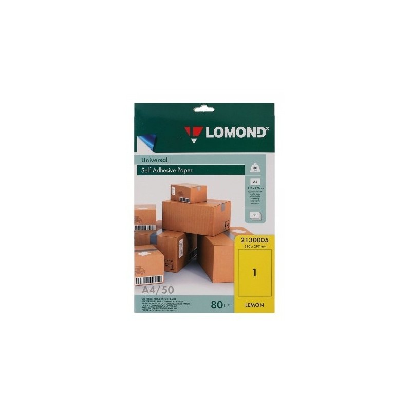 Lipnus popierius lipdukams Lomond Self-Adhesive Universal Labels, 1/210x297, A4, 50 lapų, lemon