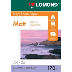 Fotopopierius Lomond Photo Inkjet Paper Matinis 170 g/m2 A4, 25 lapai, dvipusis