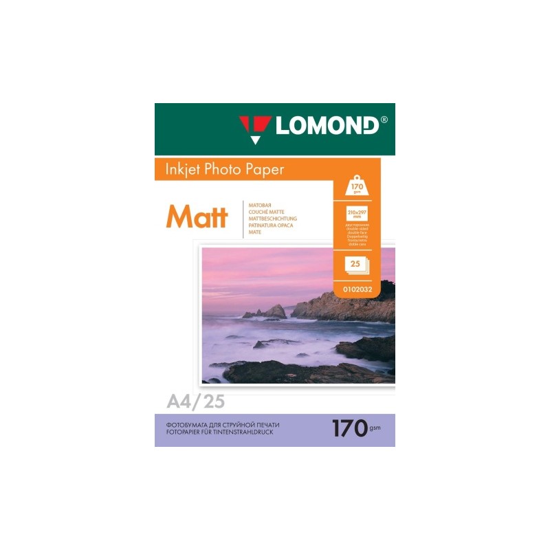 Fotopopierius Lomond Photo Inkjet Paper Matinis 170 g/m2 A4, 25 lapai, dvipusis