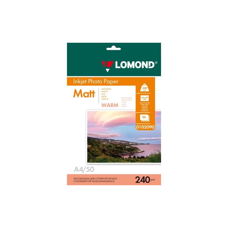 Fotopopierius Lomond Photo Inkjet Paper Matinis 240 g/m2 A4, 50 lapų