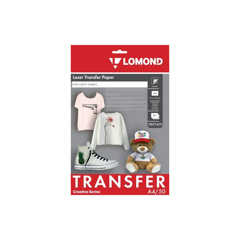 Termopernešimo popierius Lomond Thermotransfer Laser Paper A4, 50 lapų, šviesiems audiniams