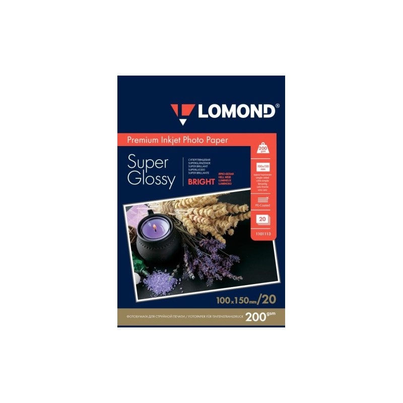 Fotopopierius Lomond Premium Photo Paper Super Blizgus 200 g/m2 10x15, 20 lapų, Bright