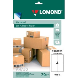 Lipnus popierius lipdukams Lomond Self-Adhesive Universal Labels, 4/105x148,5, A4, 50 lapų, Balta