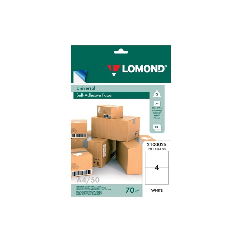 Lipnus popierius lipdukams Lomond Self-Adhesive Universal Labels, 4/105x148,5, A4, 50 lapų, Balta