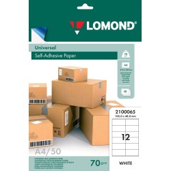 Lipnus popierius lipdukams Lomond Self-Adhesive Universal Labels, 12/105x48, A4, 50 lapų, Balta