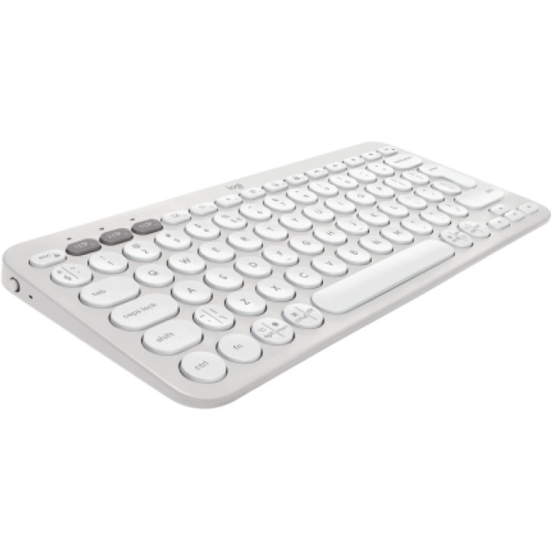 Logitech Pebble Keys 2 K380s Belaidė klaviatūra RF Wireless+Bluetooth, US INT (Qwerty), Tonal White