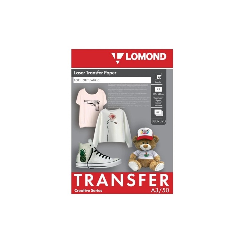 Termopernešimo popierius Lomond Thermotransfer Laser Paper A3, 50 lapų, šviesiems audiniams