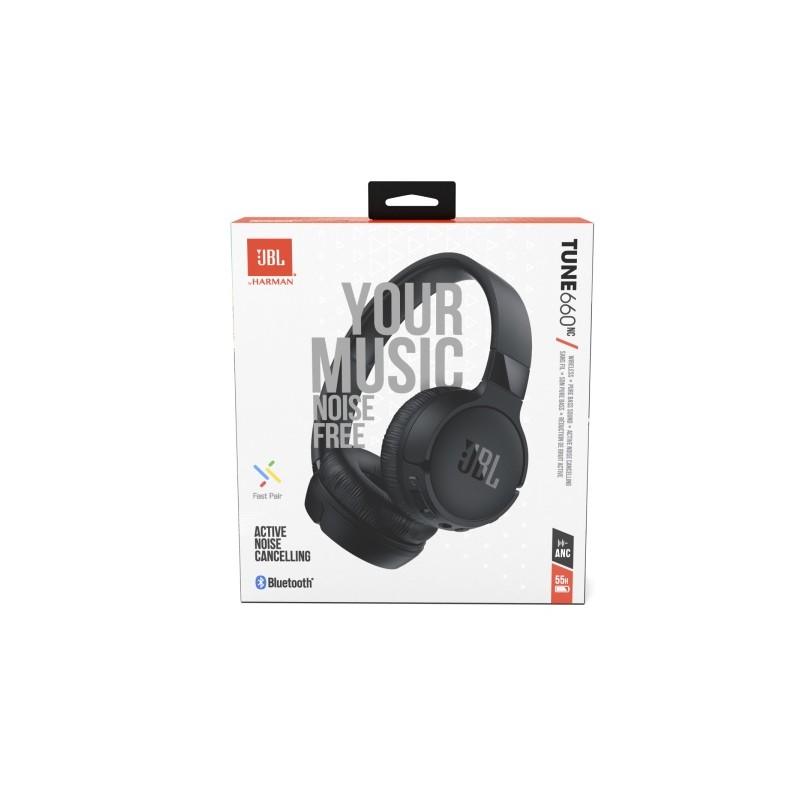 JBL Tune 660NC Belaidės/Laidinės ausinės, Bluetooth, 3.5mm jack, Juoda