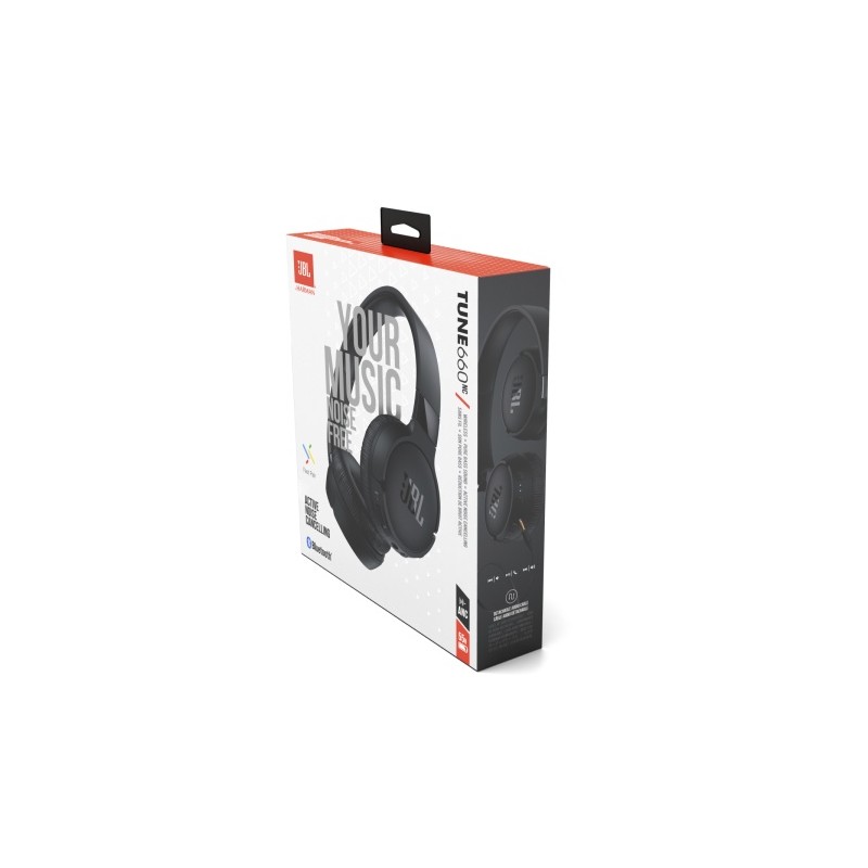 JBL Tune 660NC Belaidės/Laidinės ausinės, Bluetooth, 3.5mm jack, Juoda