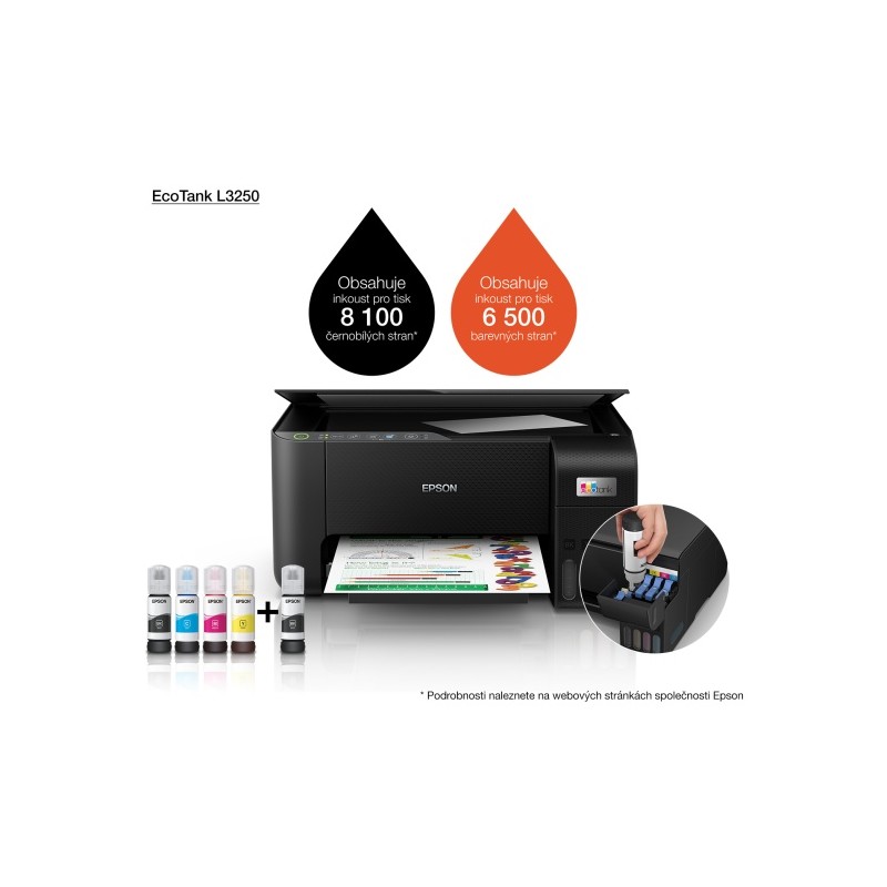 Epson EcoTank L3250 Spausdintuvas rašalinis MFP Spalvotas A4 33ppm Wi-Fi USB (SPEC)