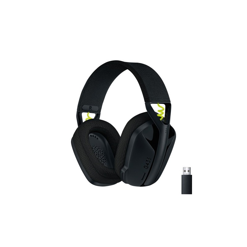 Logitech G435 LIGHTSPEED Belaidės žaidimų ausinės, Black and Neon Yellow