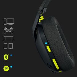 Logitech G435 LIGHTSPEED Belaidės žaidimų ausinės, Black and Neon Yellow