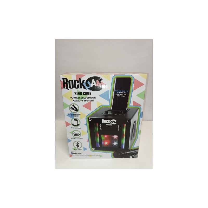 Ecost prekė po grąžinimo RockJam RJSC01-BK Singcube įkraunamas Bluetooth karaokės aparatas su dviem