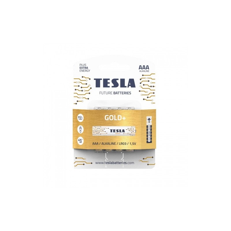 Baterijos Tesla AAA Gold+ Alkaline LR03 1250 mAh (4 vnt) (12030420)