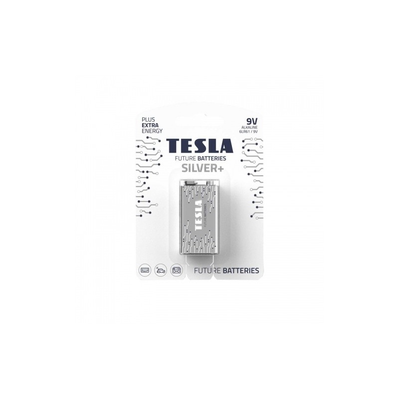 Baterija Tesla 9V Silver+ Alkaline 6LR61 580 mAh (1 vnt) (13090120)