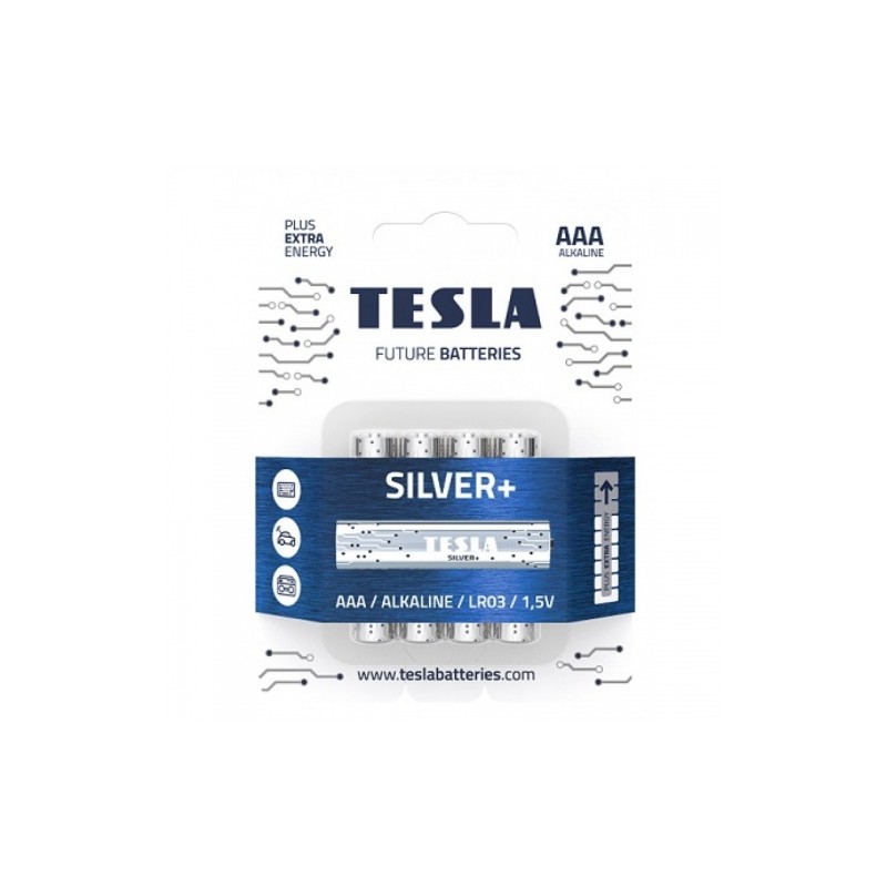 Baterijos Tesla AAA Silver+ Alkaline LR03 1150 mAh (4 vnt) (13030420)