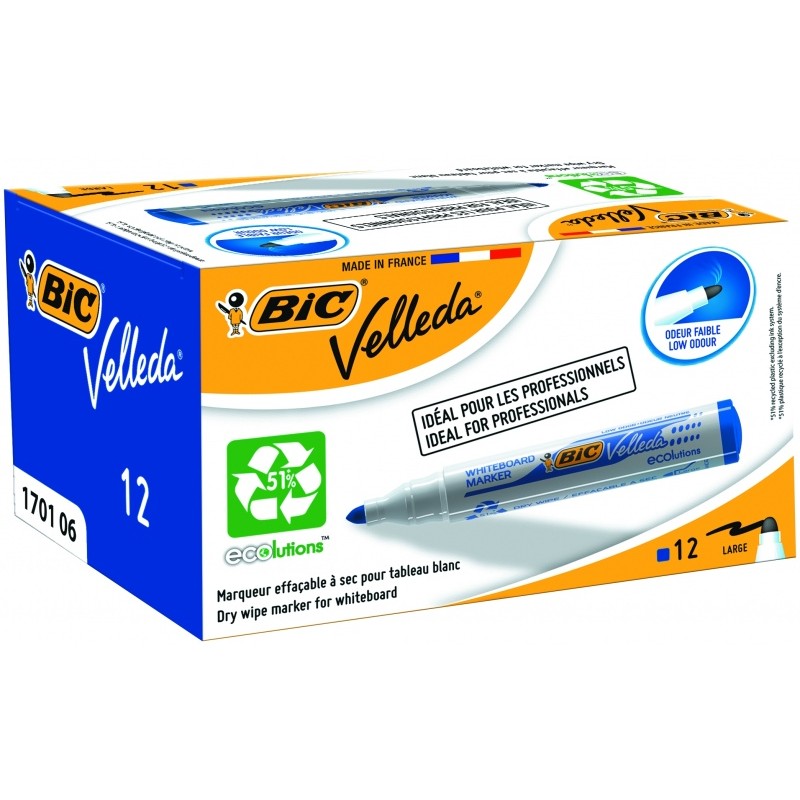 Bic Žymeklis baltai lentai Velleda 1701 1-5 mm, mėlynas, pakuotėje 12 vnt. 701061