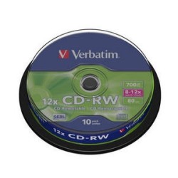 Verbatim CD+RW, 12x, 700MB, 10 vnt (43480)